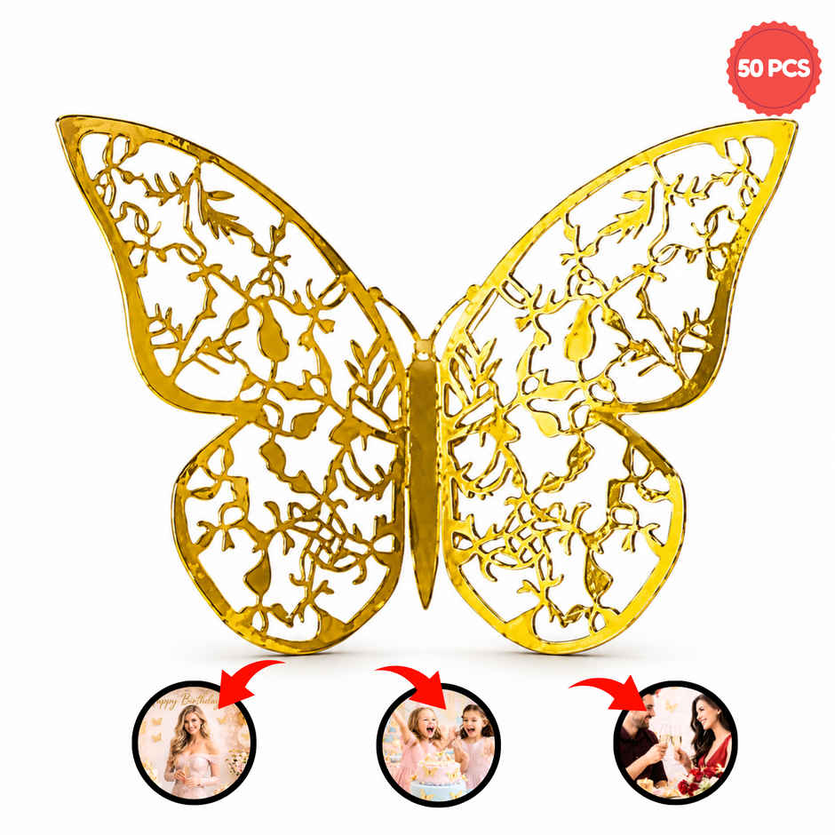 3D Golden Butterfly for Birthday Decoration | Wall Decor & Balloon Accessories | BeyondLuv