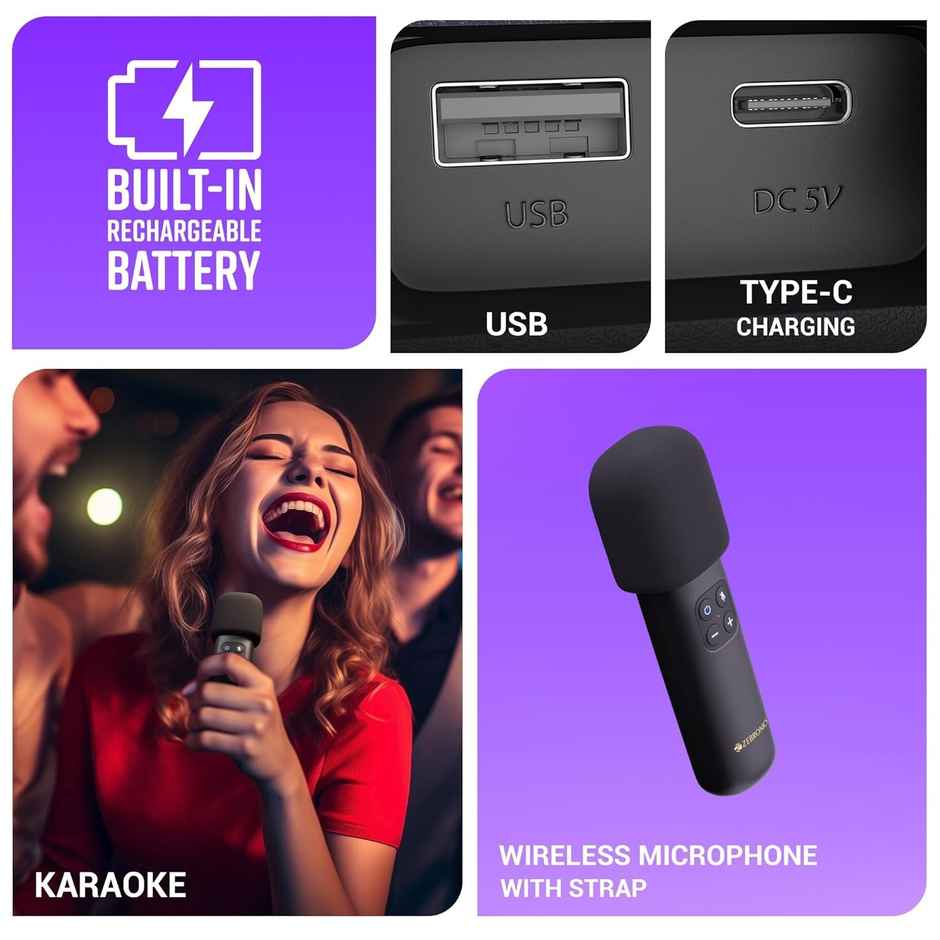 Zebronics Sound Feast 80, Portable Bluetooth Speaker, 20 Watts, Upto 14h Backup, Bluetooth