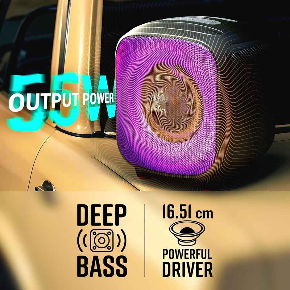 Zebronics Sound Feast 800 Portable Party Bluetooth Speaker| 55W | 9 h Playback |6.5 inch |6.3mm Mic