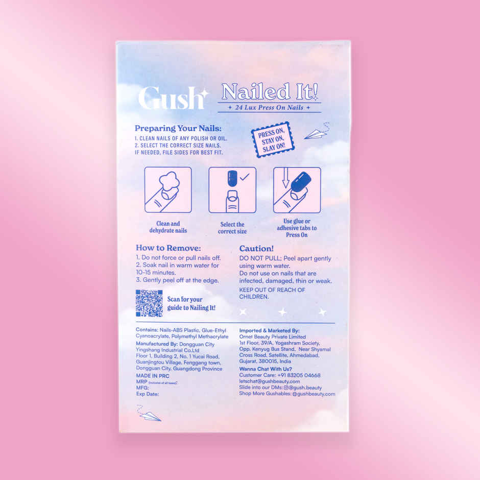 Gush Beauty Nailed It | Reusable Luxury Press On Nails | Medium Round | Manicure | Nude & White