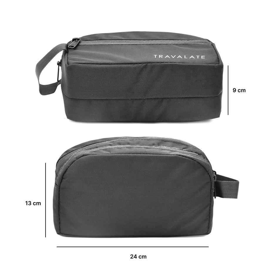 TRAVALATE Polyester Multipurpose Double Compartment Toiletry Kit Bag | Grey