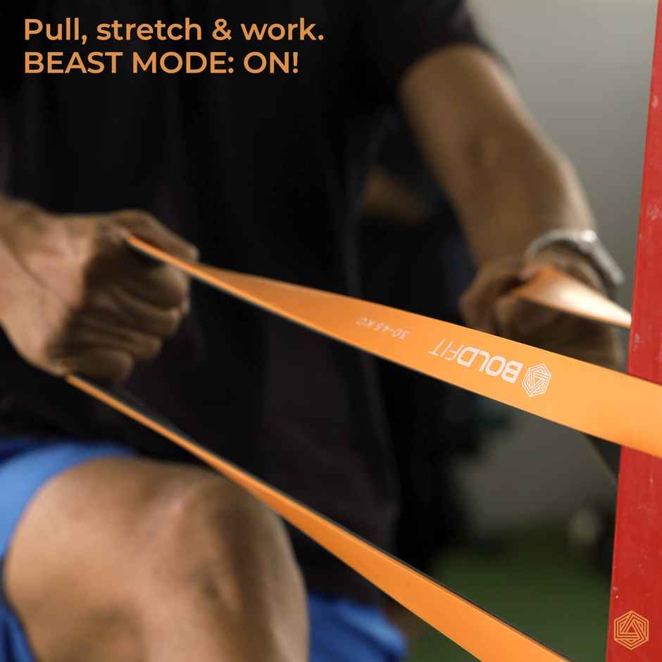 Boldfit Natural Rubber Resistance Premium Band| Dual Color Heavy Resistance Band Green |40-60 kg