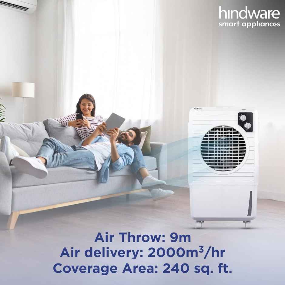 Hindware Smart Appliances | Cruzo 25l Personal Air Cooler | Dust Free Filter - Black & White