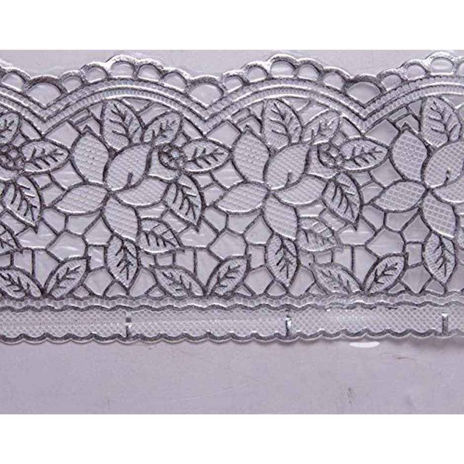 Kuber Industries PVC 4 Seater Center Table Cover|Silver Lace Transparent- Rectangle, KUBMART02706