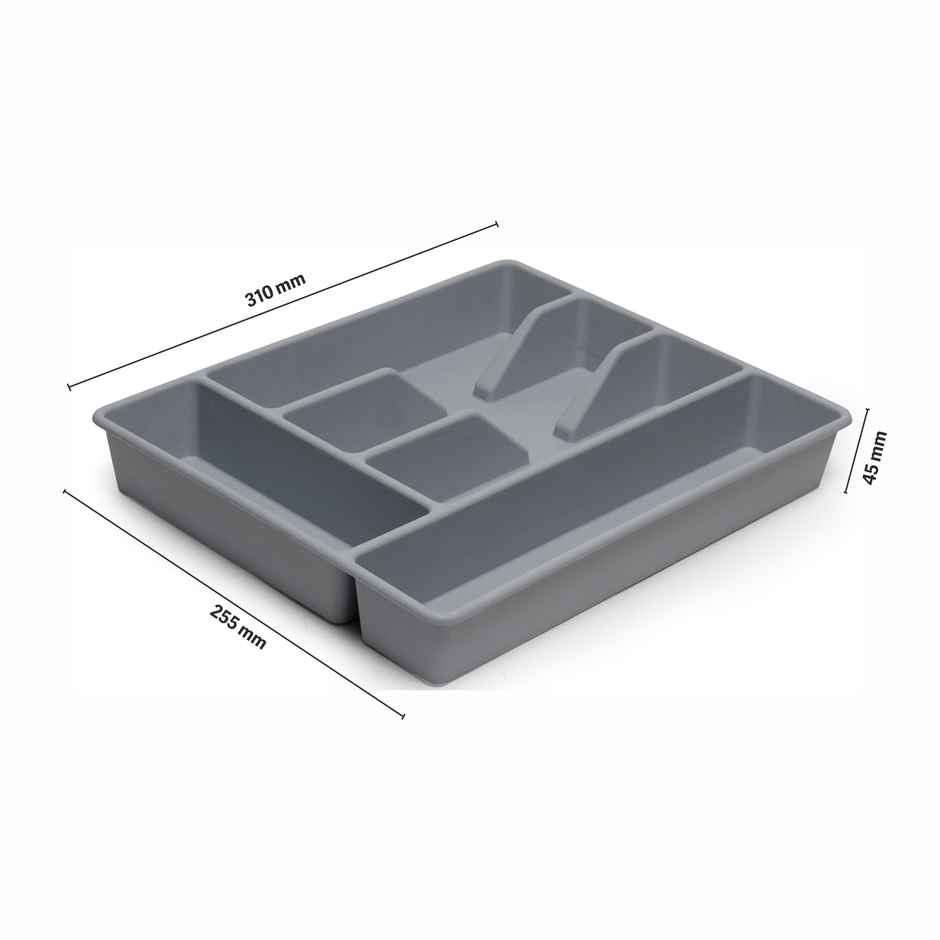 Gluman Cutlery Tray | Multipurpose Drawer Organizer for Spoons, Forks & Knives | Grey