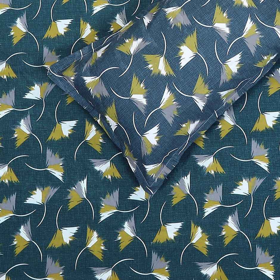 Status Double Microfibre Floral Bedsheet | Teal | 87 x 94 in