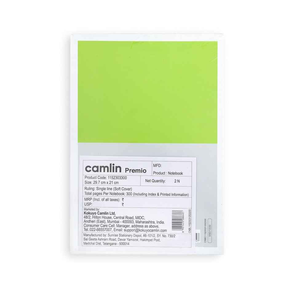 Camlin Premio 64 Gsm Single Line 300 Pages Notebook Pack Of 2