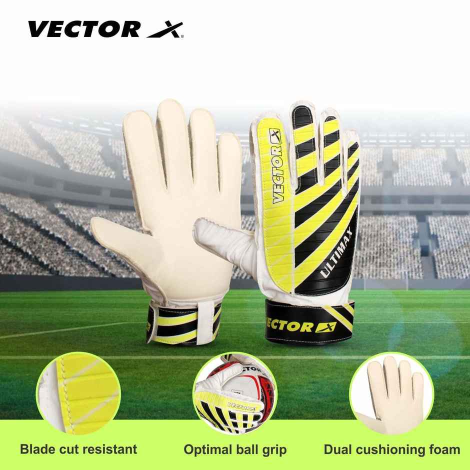 Vector X Ultimax Goalkeeper Gloves | Finger Saves & Grip| Youth | Adult | Multicolor | Size - 10