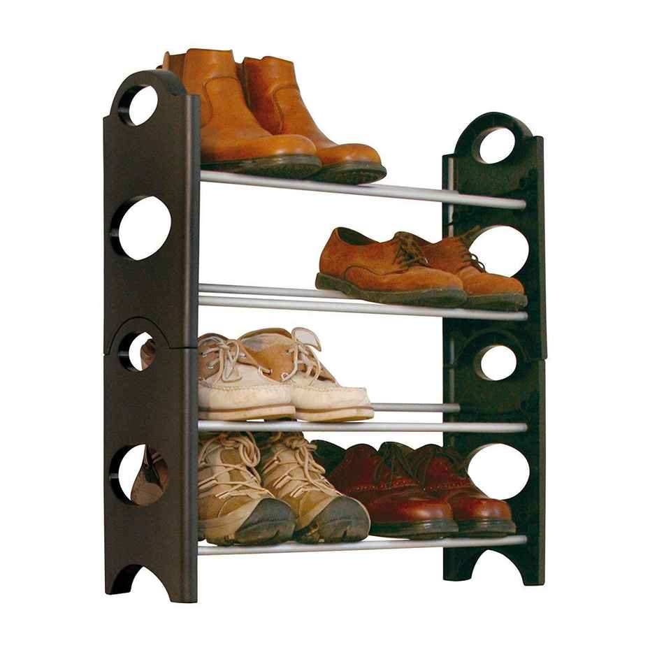 Go Hooked 4 Layer Plastic Shoe Rack | Space Saving Compact Multi Purpose Rack