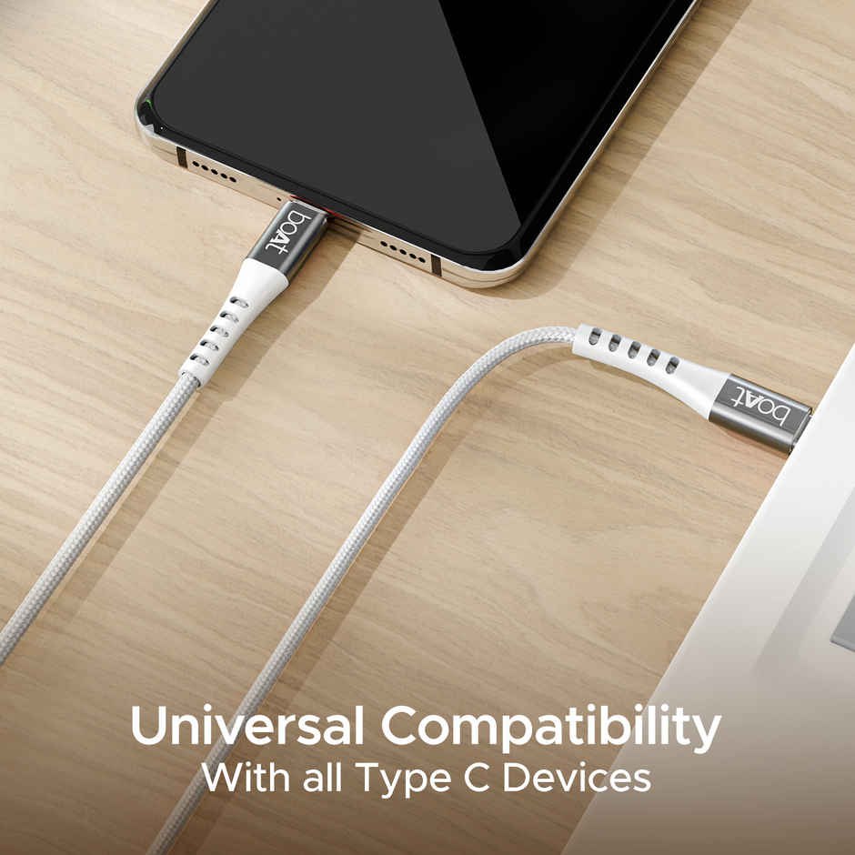 boAt Type-C Cable w/ 100W/5A Fast Charging & 10Gbps Data Transmission - Type-C C600 (White)