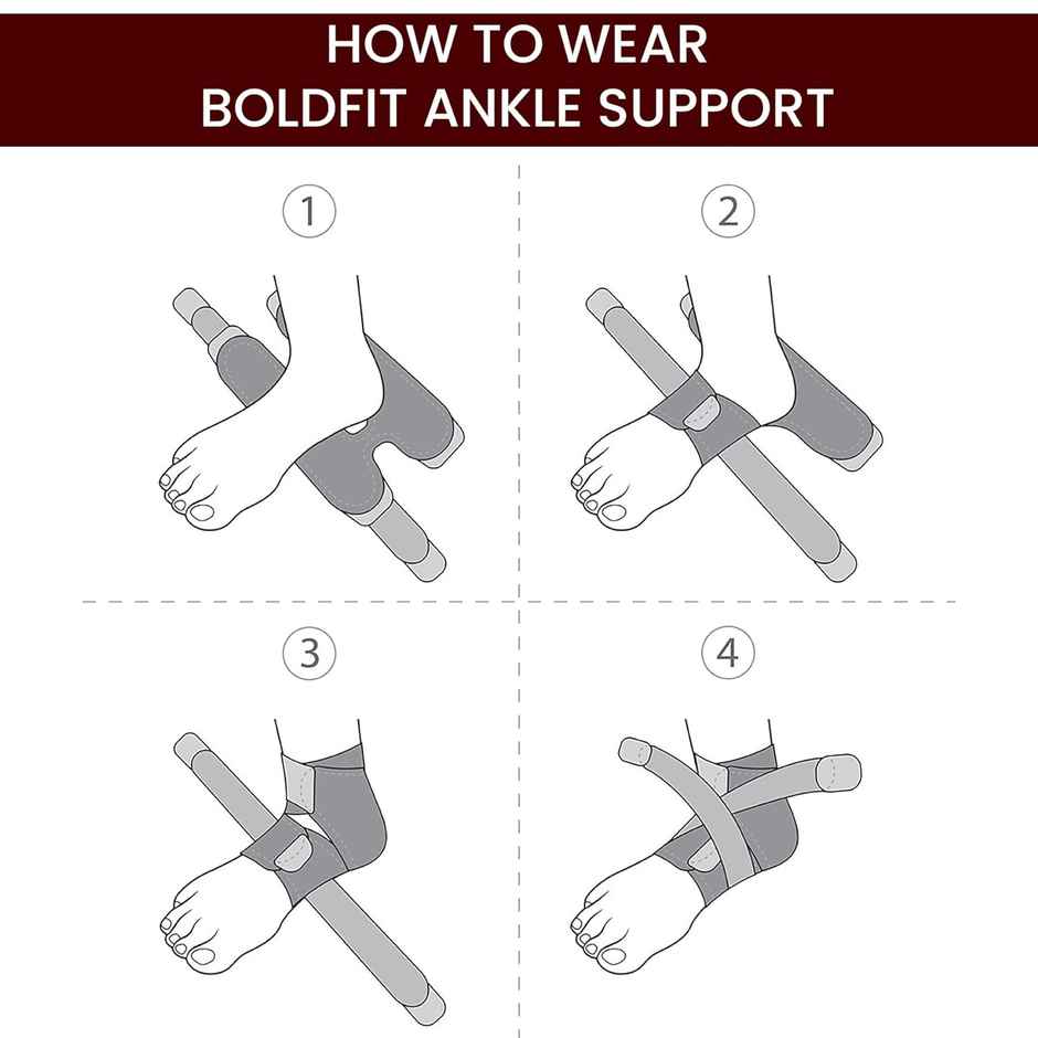 Boldfit Premium Ankle Support Compression Brace - Black, Free Size