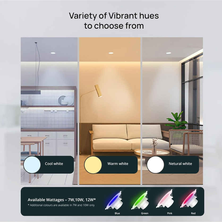 Wipro Alpha 7W Round Downlight Junction Box | Warm White (2700K) | Cutout 3 Inch