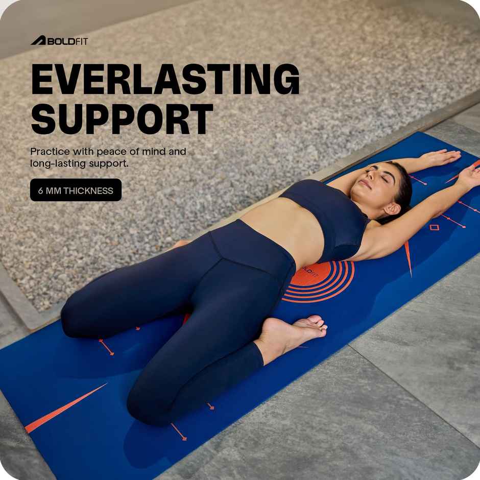 Boldfit Unisex Yoga Mat With Bag 6mm Alignment TPE Rubber Material Extra Thick - Nile