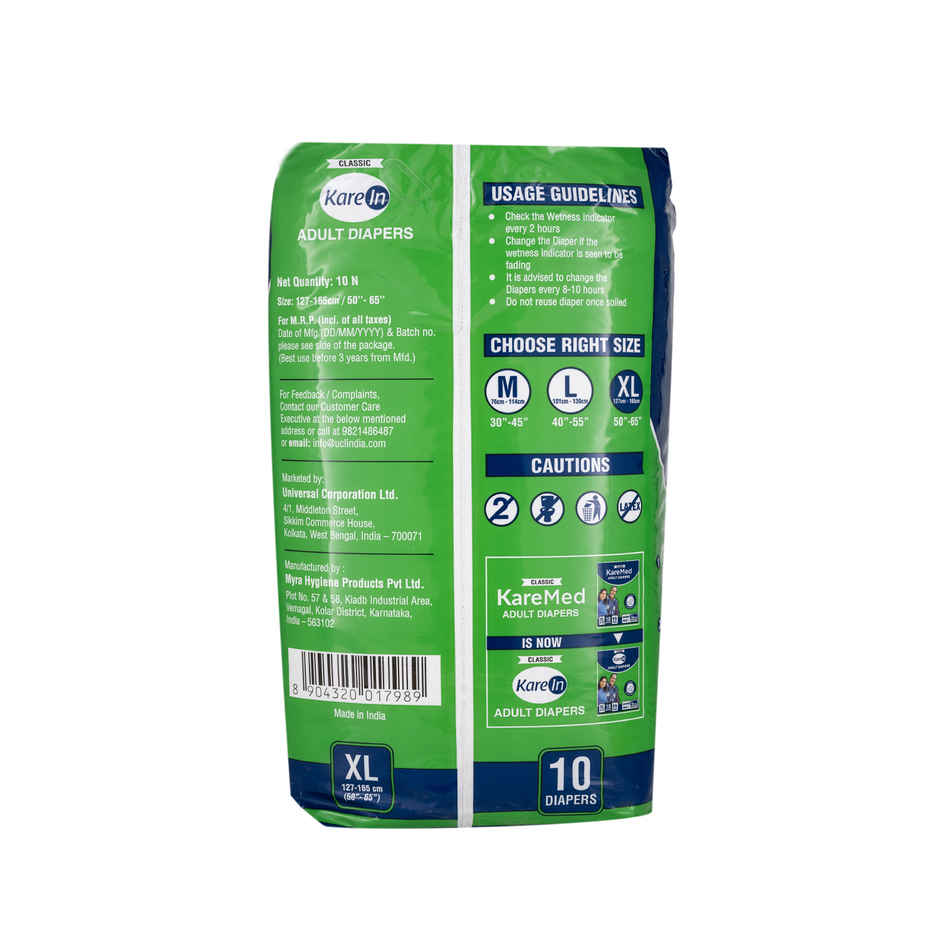 KareIn Classic Adult Diaper (Tape, XL , 125-165 cm)
