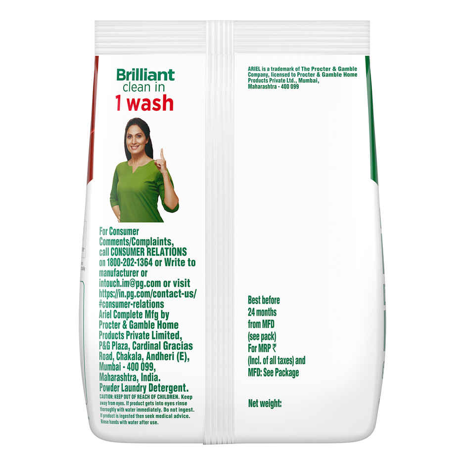 Ariel Complete Detergent Powder | Removes 100 Tough Stains in 1 wash