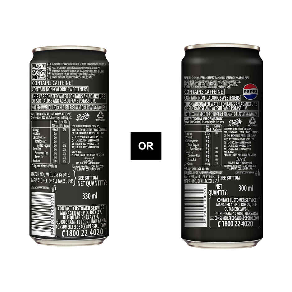 Pepsi Black Cola Diet Soft Drink Combo