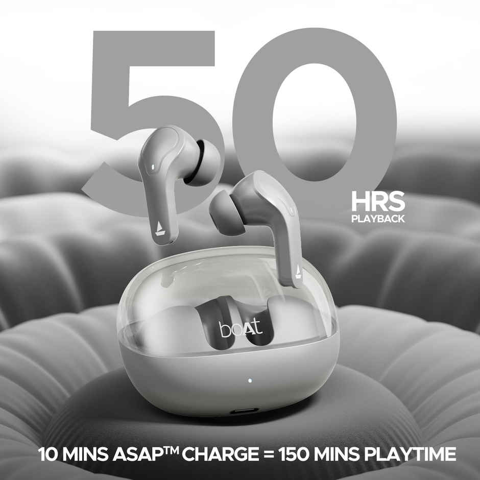 boAt Airdopes 311 Pro in Ear TWS Earbuds with mic, ANC, 50H Battery, Fast Charge, Dual Mics ENx Tech, Transparent LID, Low Latency, IPX4, IWP Tech, BT v5.3 - Space Grey