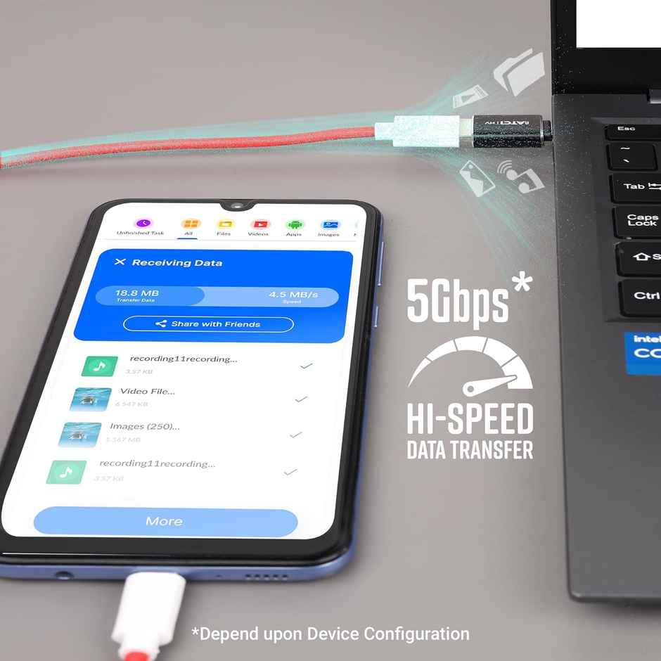 Zebronics ATC1 USB Type A to Type C Converter, USB 3.0, High-Speed Data Transfer, Backward Compatibility, Plug and Play, for Laptops | Smartphones | Compatible Devices - Black