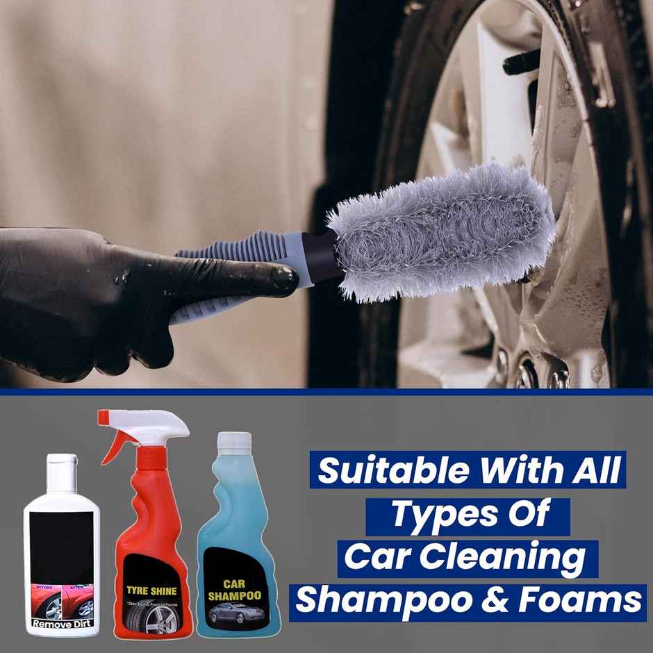 Autoguys Car Tyre Alloy Rim Cleaner Brush Combo Car Cleaning Brush Nylon Bristles Pack Of 2