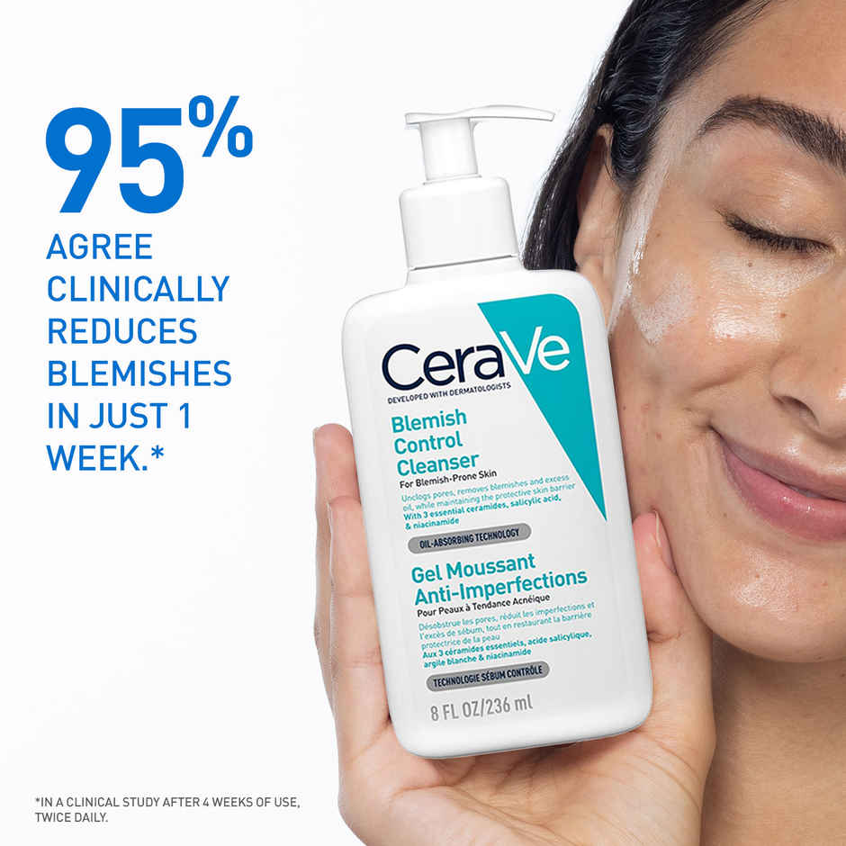 CeraVe Blemish Control Cleanser Face Wash With 2% Salicylic Acid & Niacinamide For Acne-Prone Skin