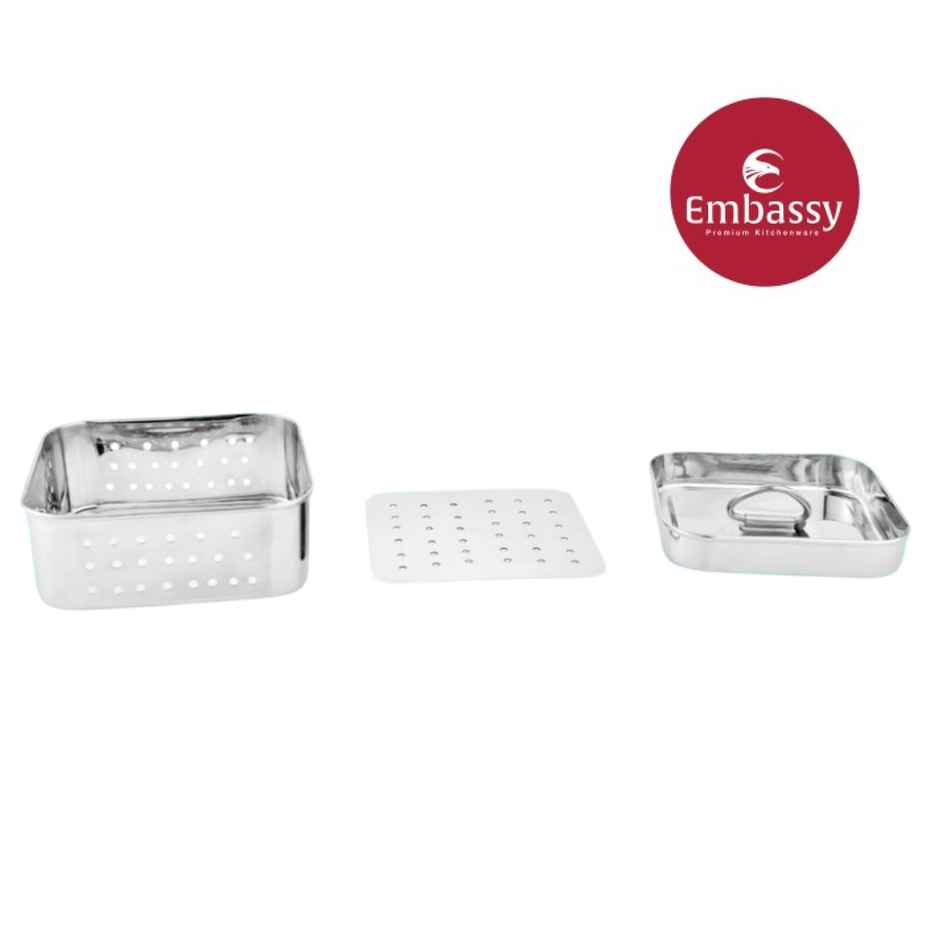 Embassy Square Paneer Mould, 400 ml, Size 2, Premium Stainless Steel Paneer / Tofu Maker