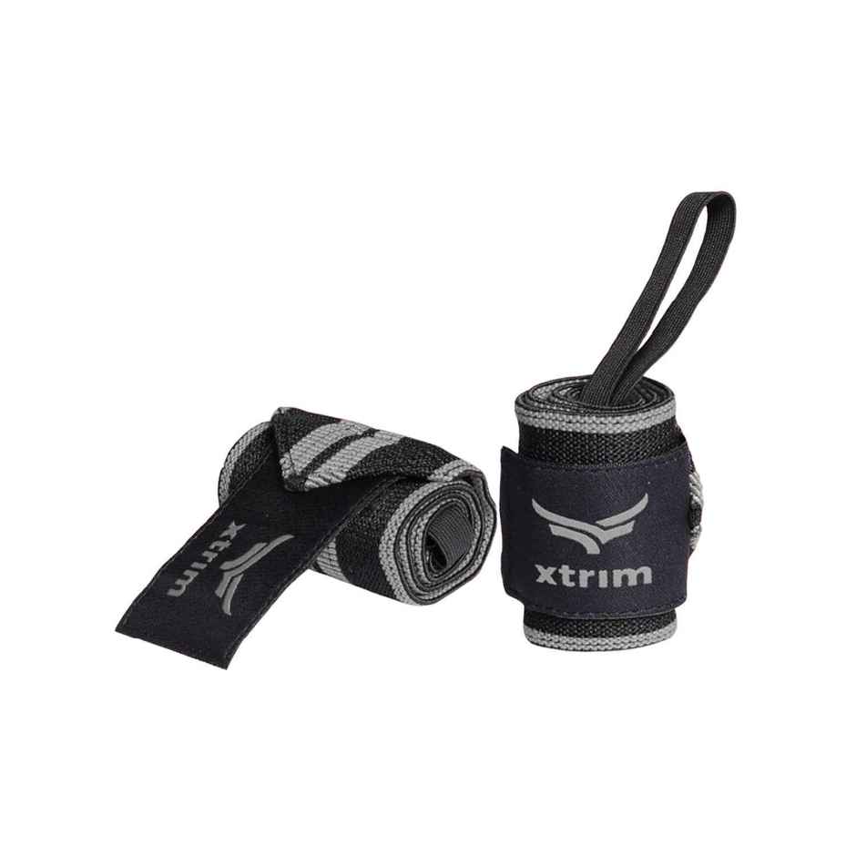 Xtrim Gym Wrist Support with Support Crepe Bandage for Workout & Muscle Relaxation |Black & Grey