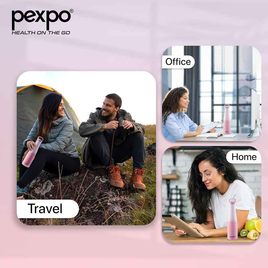 Pexpo Stainless Steel Morocco Hot & Cold Insulated Water Bottle | Pink & Purple | 620 ml