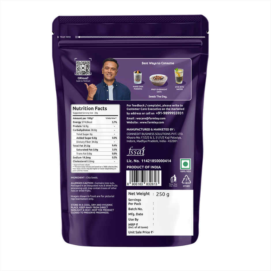 Farmley Premium Natural Chia Seeds Rich in Protein & Fiber