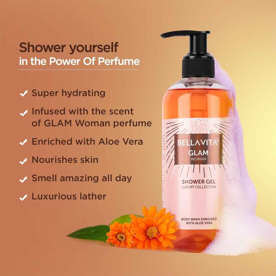Bella Vita Luxury Glam Woman Body Wash Refreshing Shower Gel for Deep Cleansing