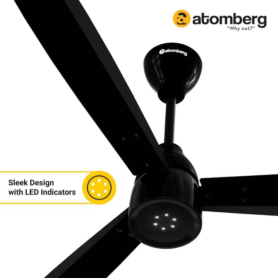 Atomberg Renesa Enzel BLDC Ceiling Fan,1200mm,Remote Control,BEE 5 Star,LED Indicators,Gloss Black