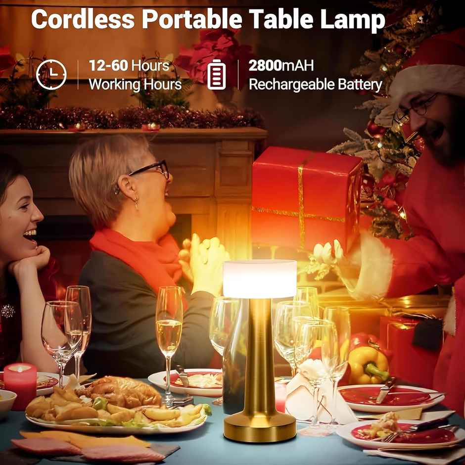 Desidiya Portable Golden LED Table Lamp Touch Control Rechargeable 3 Color LED Bedside Night Light