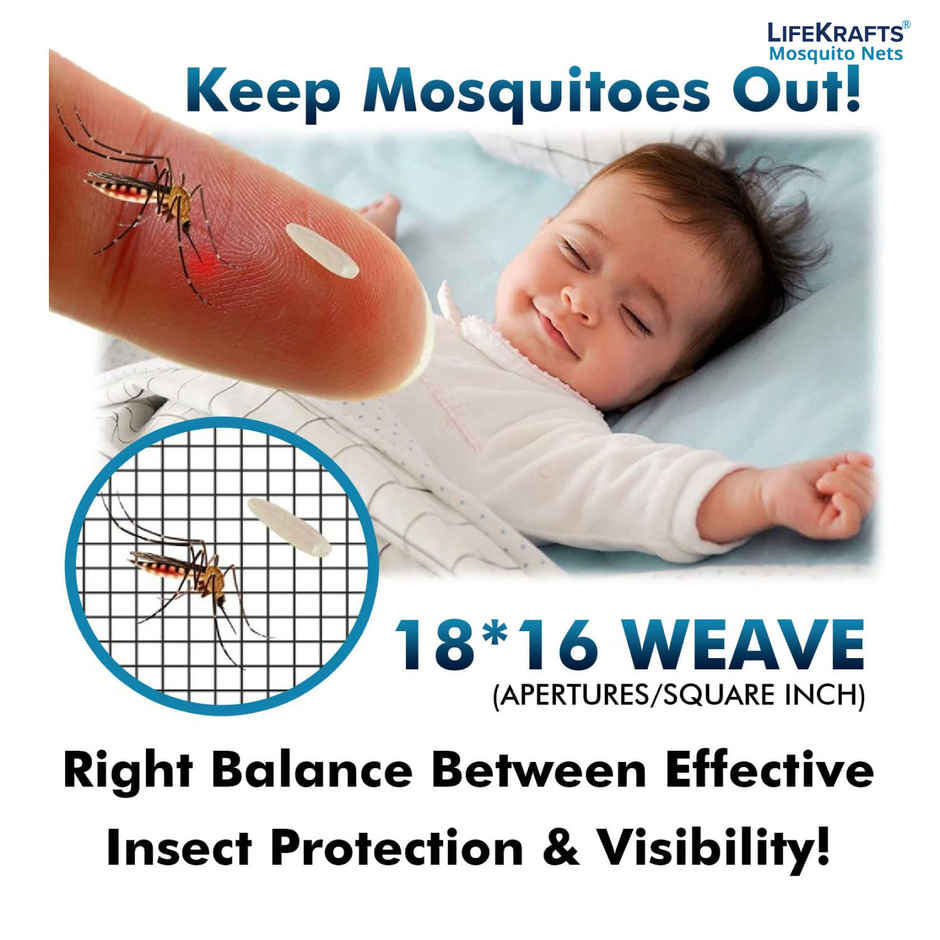 Lifekrafts Stitched Mosquito Net For Window | Black - 120 x 120 cm