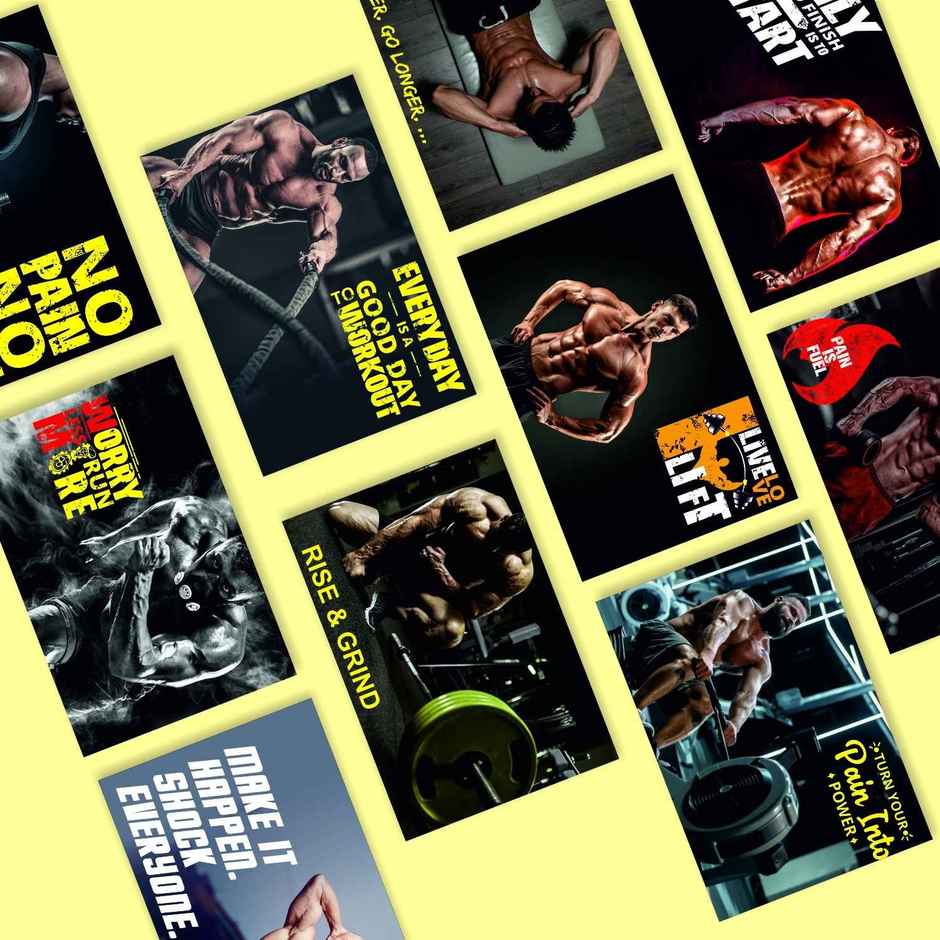 Paper Plane Design Motivational Gym/Fitness Workout Posters | Set of 10 | (12 Inch x 18 Inch) D1