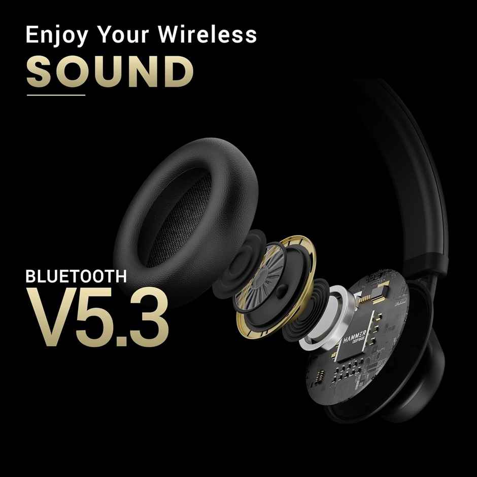 Hammer Touch Control Bash Max Over The Ear Wireless Bluetooth Headphones With Mic - Black