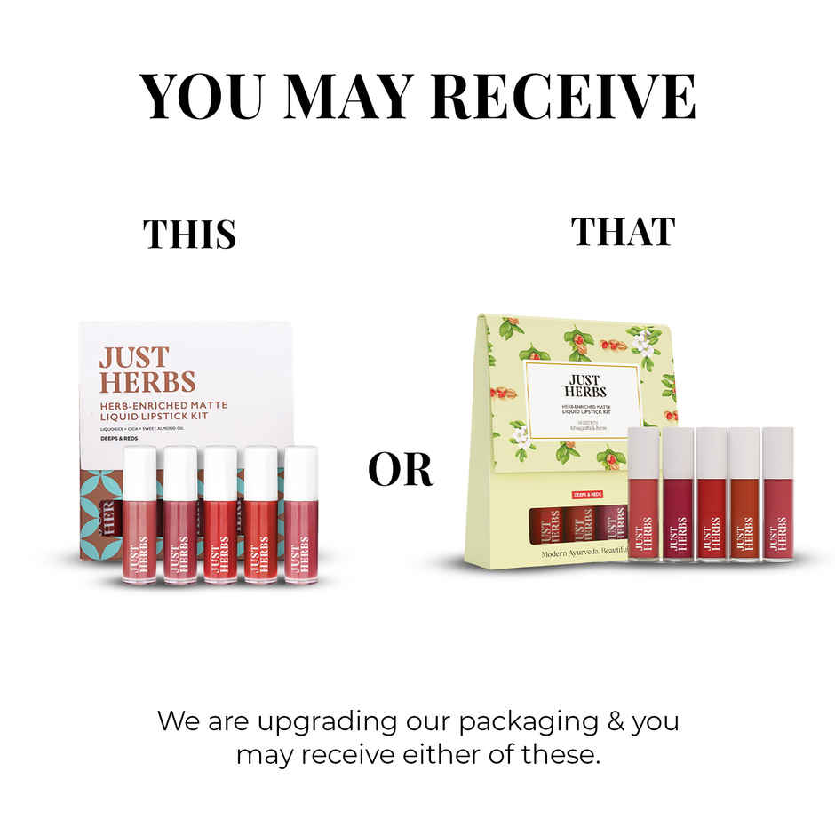 Just Herbs Enriched Liquid Lipstick Kit | Set Of 5 | Deeps And Red