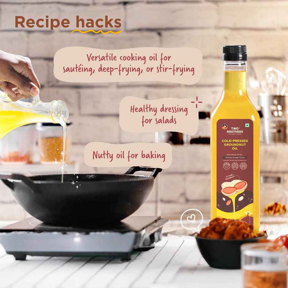 Two Brothers Groundnut (Peanut) Wood Pressed Oil Single-filtered | Plastic Bottle