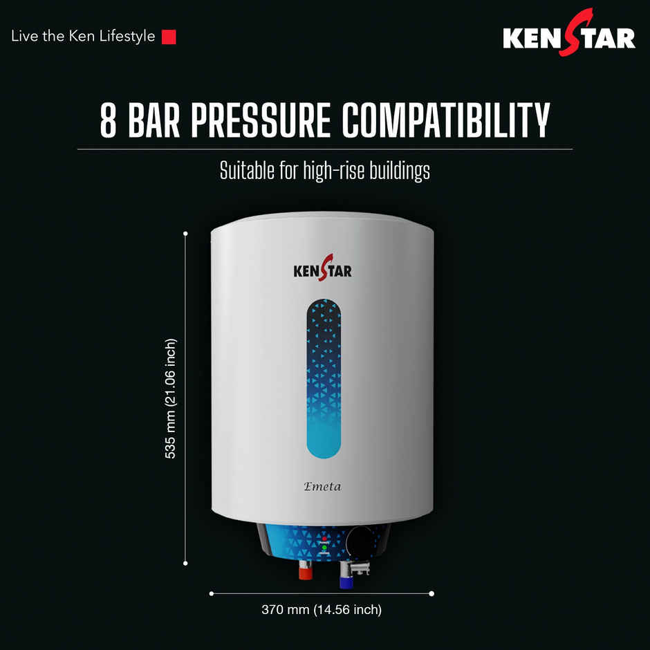 Kenstar EMETA 25L Vertical Storage Water Heater For Home,5-Star Rated Geyser,Powerful 2000W Heating