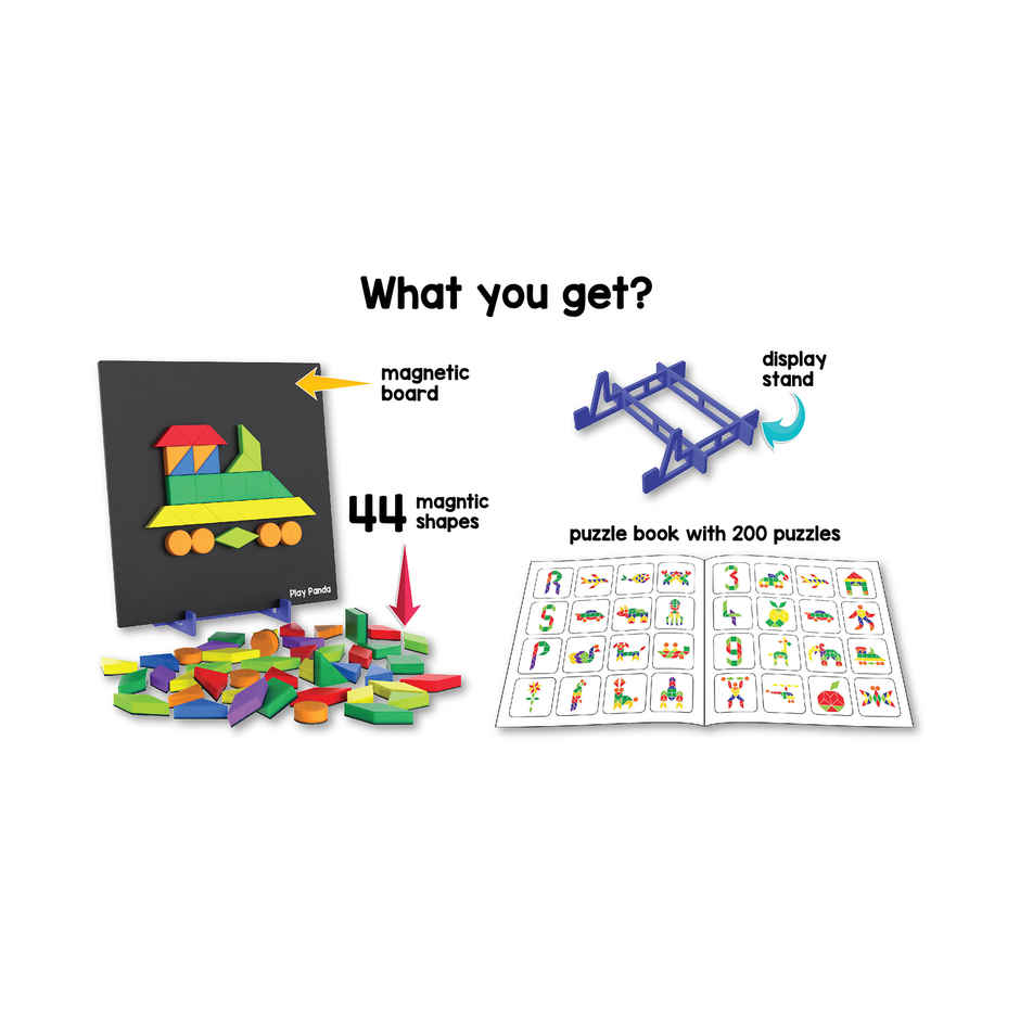 Play Panda Fun Magnetic Shapes (senior) Type 1 with 44 Magnetic Shapes & 200 Puzzles