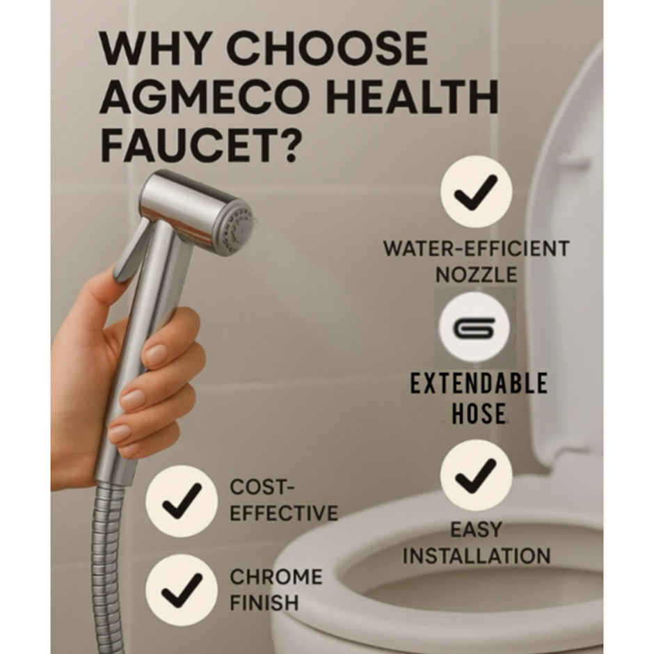 Agmeco ABS Health Faucet Conti with 1 mtr. SS-CP Tube and ABS Chrome Plated Wall Mounting Bracket