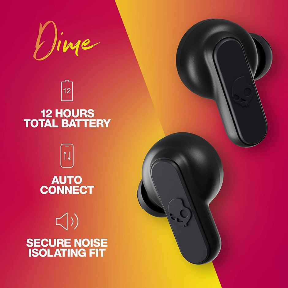 Skullcandy Dime True Wireless In-Ear Bluetooth Earbuds Compatible With Iphone And Android/ Ipx4 Water Dust Resistant - Black