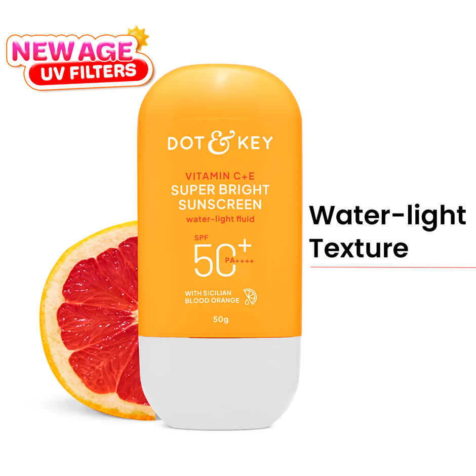 Dot & Key Vitamin C + E Face Sunscreen SPF 50 PA+++ For Glowing Skin, 100% No White Cast