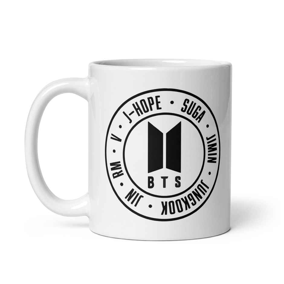 Kooltech Bts Band Members Name Printed White Coffee And Tea Ceramic Mug - 11Oz