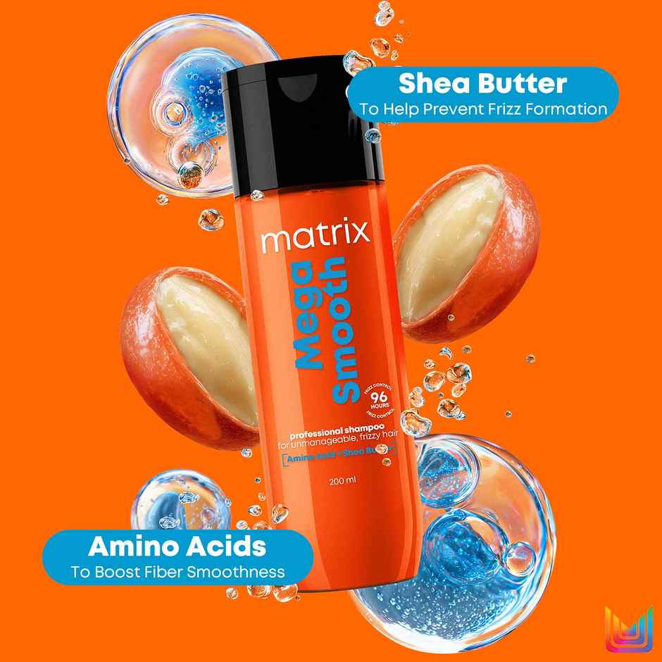 Matrix Mega Smooth Shampoo Conditioner Combo, Defy Frizz For 4 Days, For All Hair Type, Paraben-free