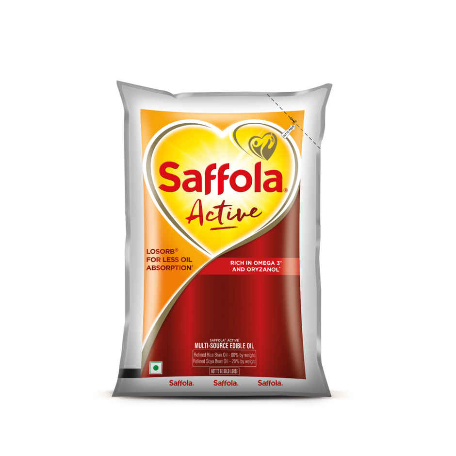Saffola Active | Rice Bran & Soyabean Multi-source Edible Oil | Less oil absorption | Vitamin A & D