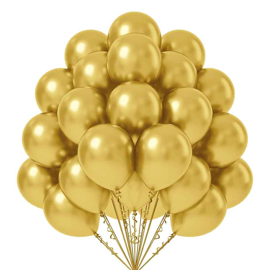 Just Party Gold Metallic Balloons - Pack Of 25 For Birthday Party Decoration