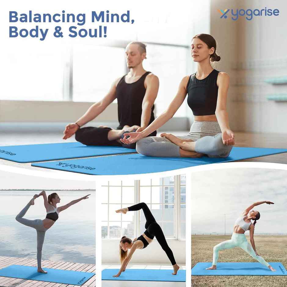 Yogarise 6mm Yoga Mat Dual Color, Dark & Light Blue