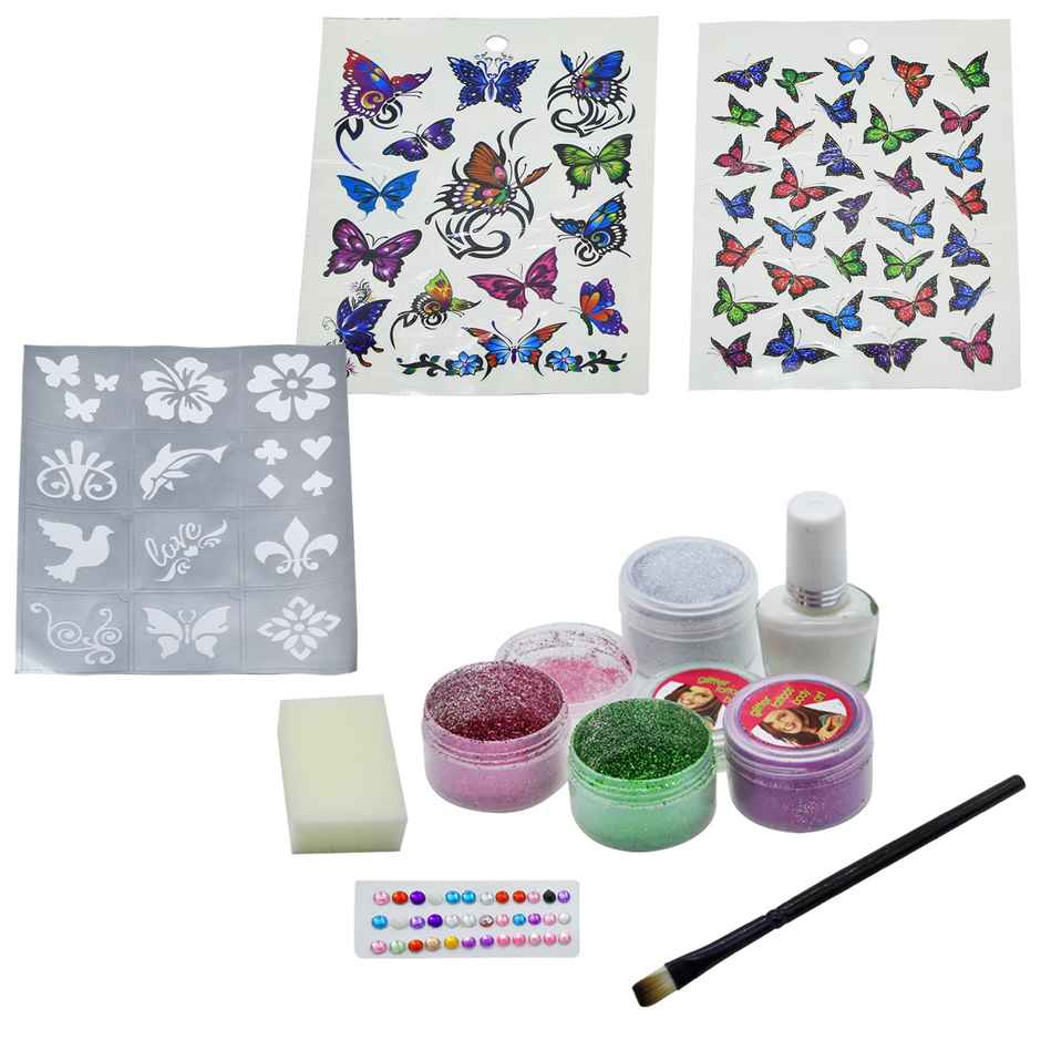 Ekta Glitter Tattoo Body Art Craft Kit | 100 Tattoos, Create Your Own Professional Body Art Tattoos
