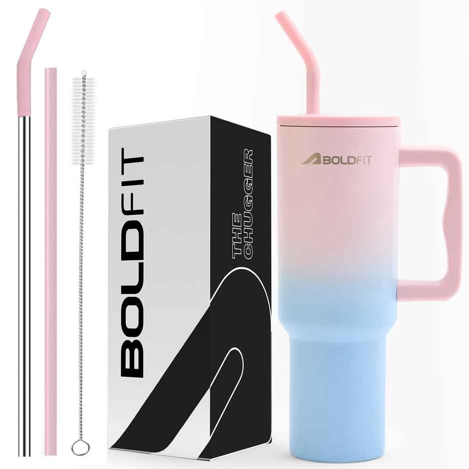 Boldfit Tumbler Bottle with Lid and Straw | Stainless Steel | Double Insulated | 1200 ml - Candy