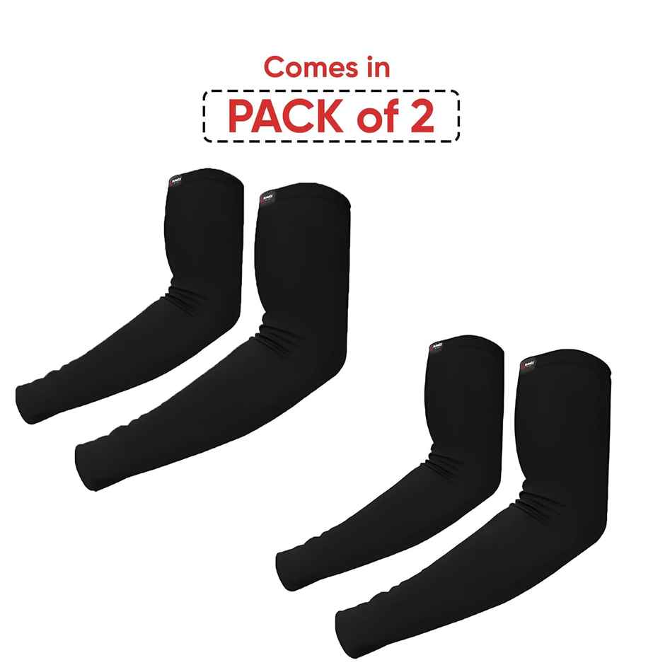 Autofy Pro-Fit 240 Gsm Unisex Arm Sleeves Uv Protection All Weather Use | Pack Of 2 / 4 Pcs | Black