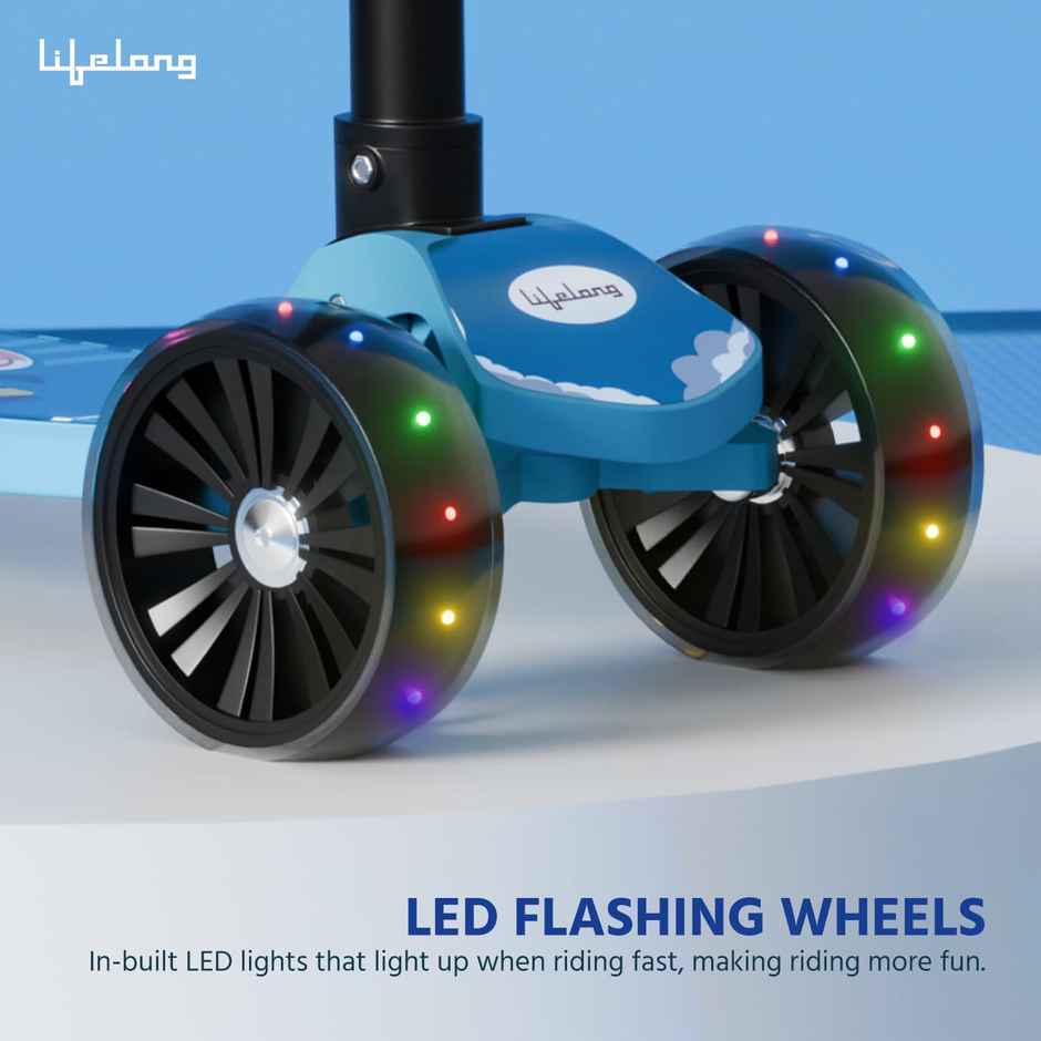 Lifelong Scooter For Kids 3+ Yrs | Foldable Scooter | Max Capacity 50Kg | LLKS06 | Blue-Black